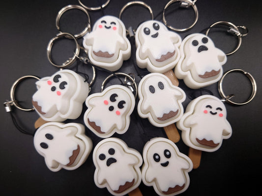 Clicky Ghost Popsicle fidget toy - 3D Printed Keyboard switch Fidget Keyring