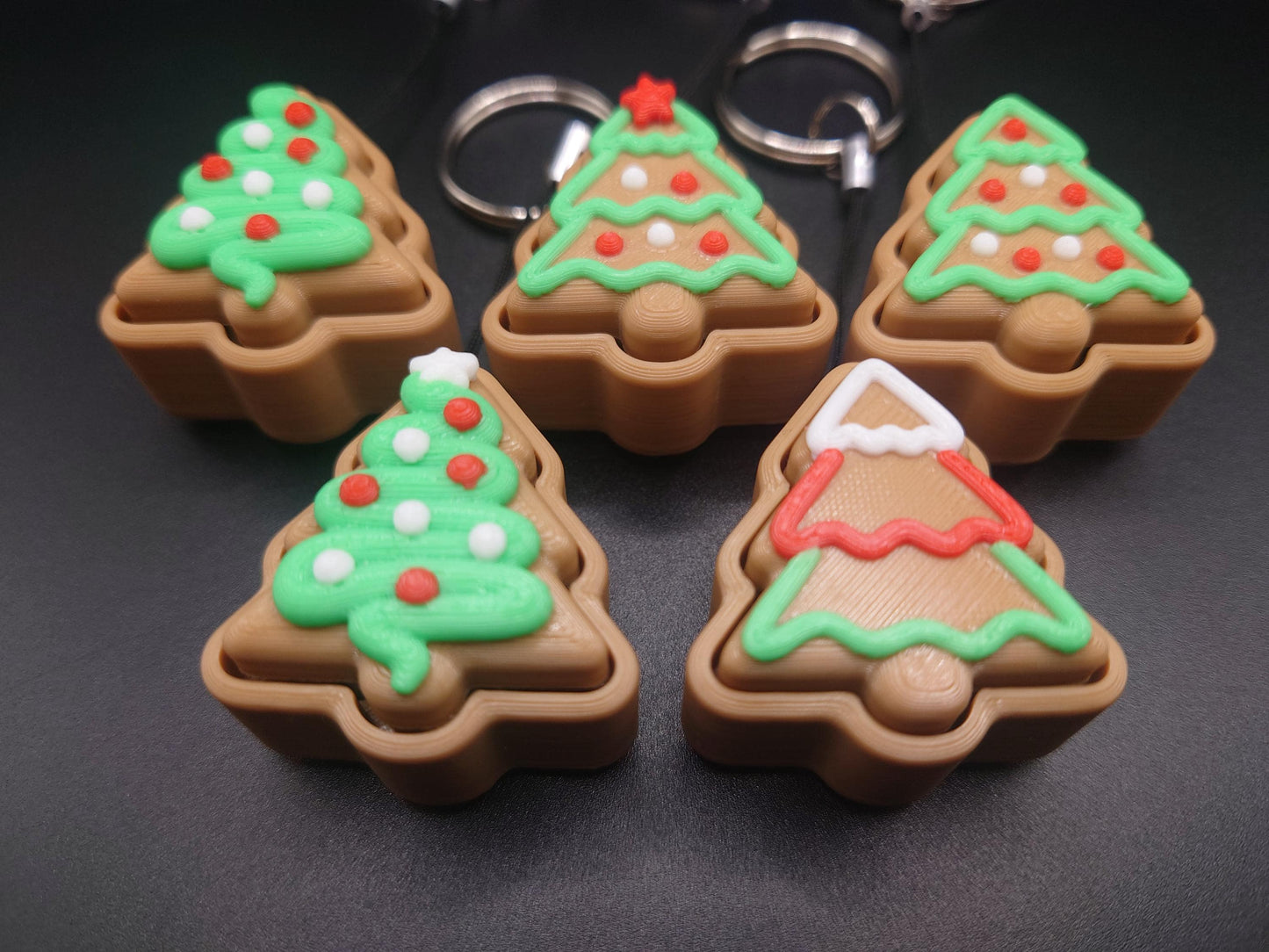 Clicky Christmas Tree Cookie - 3D Printed Keyboard switch Fidget Keyring