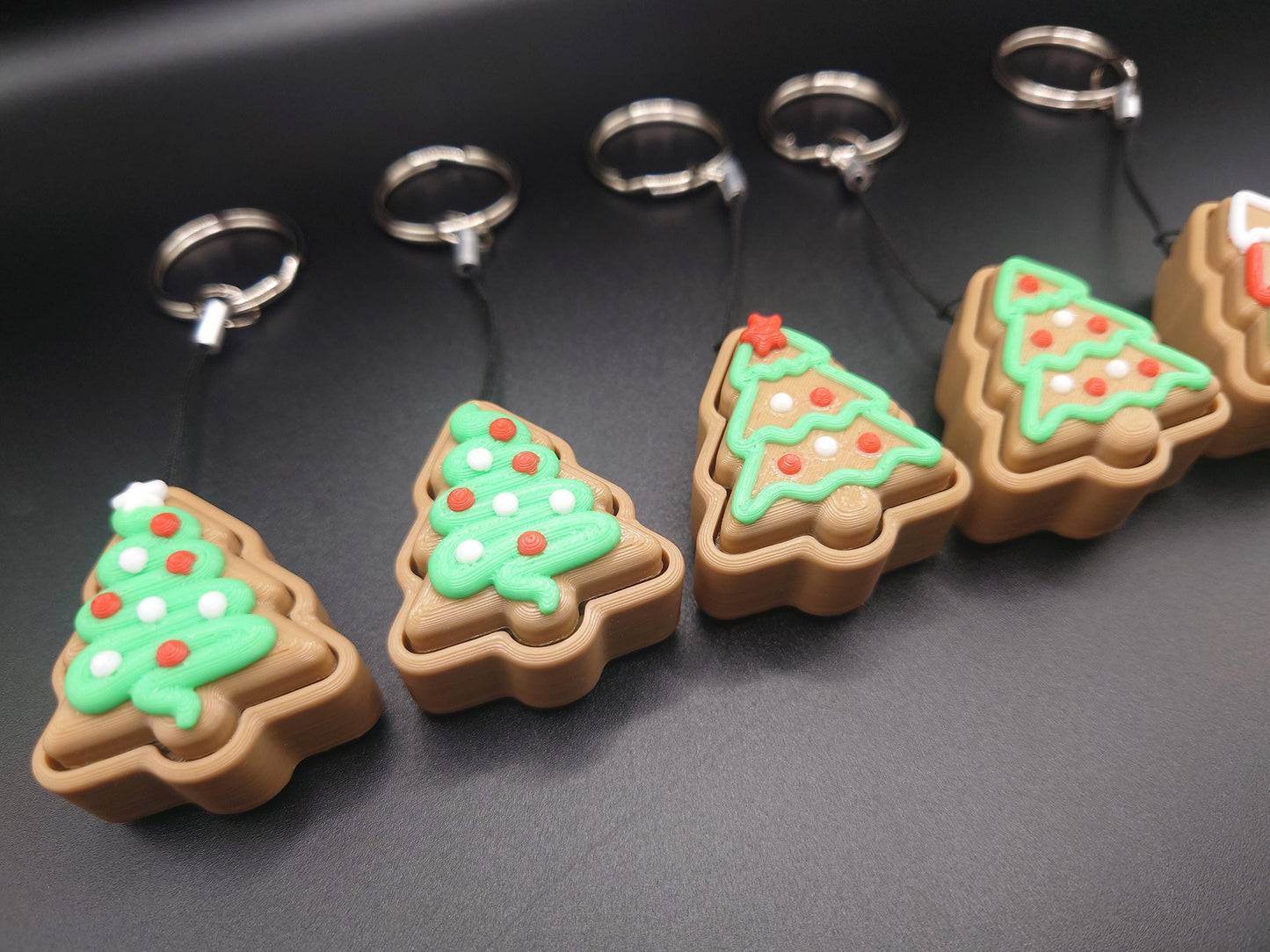 Clicky Christmas Tree Cookie - 3D Printed Keyboard switch Fidget Keyring