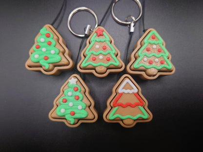 Clicky Christmas Tree Cookie - 3D Printed Keyboard switch Fidget Keyring
